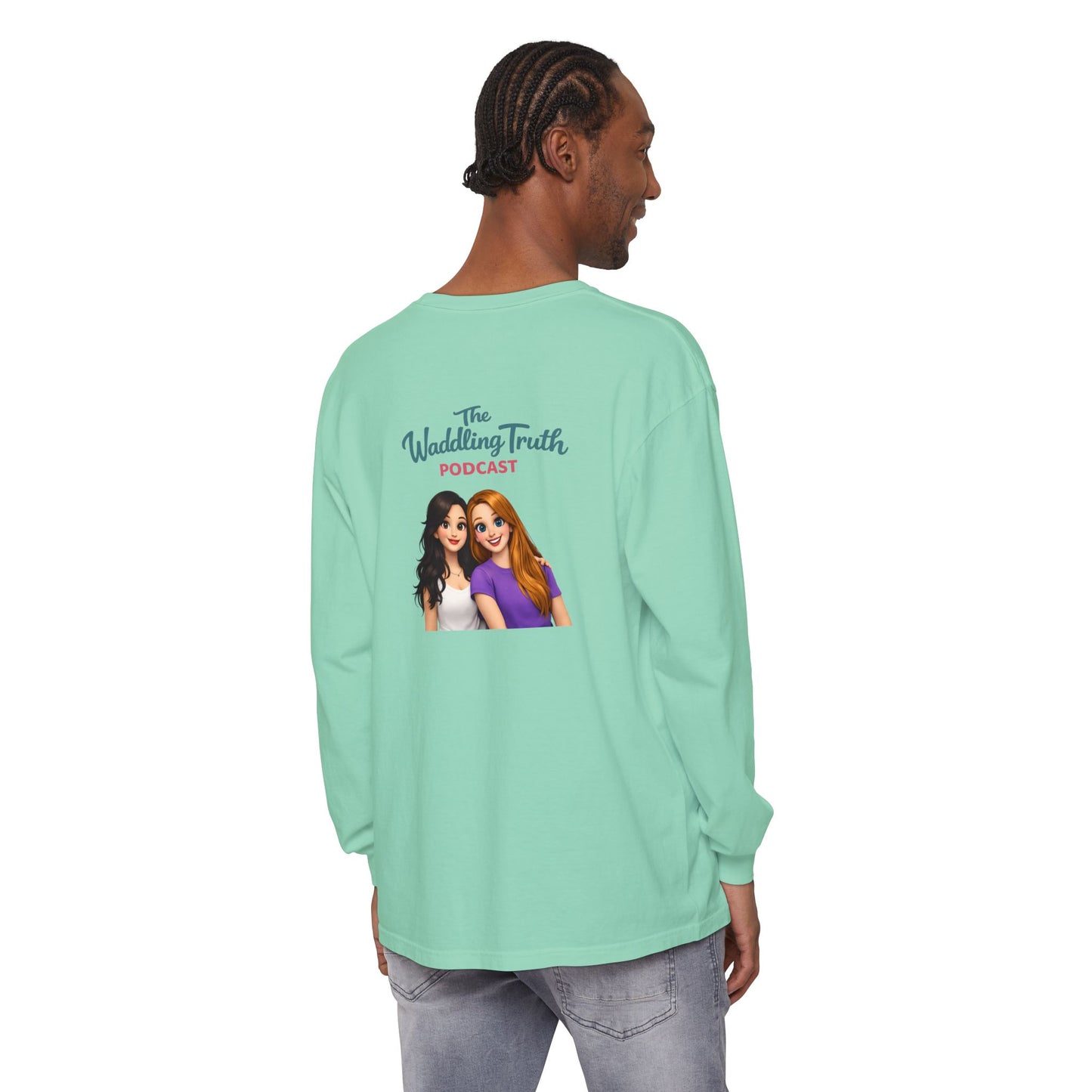 Long Sleeve Tee — "Running on Coffee & Tiny Prayers" Floral Podcast Shirt