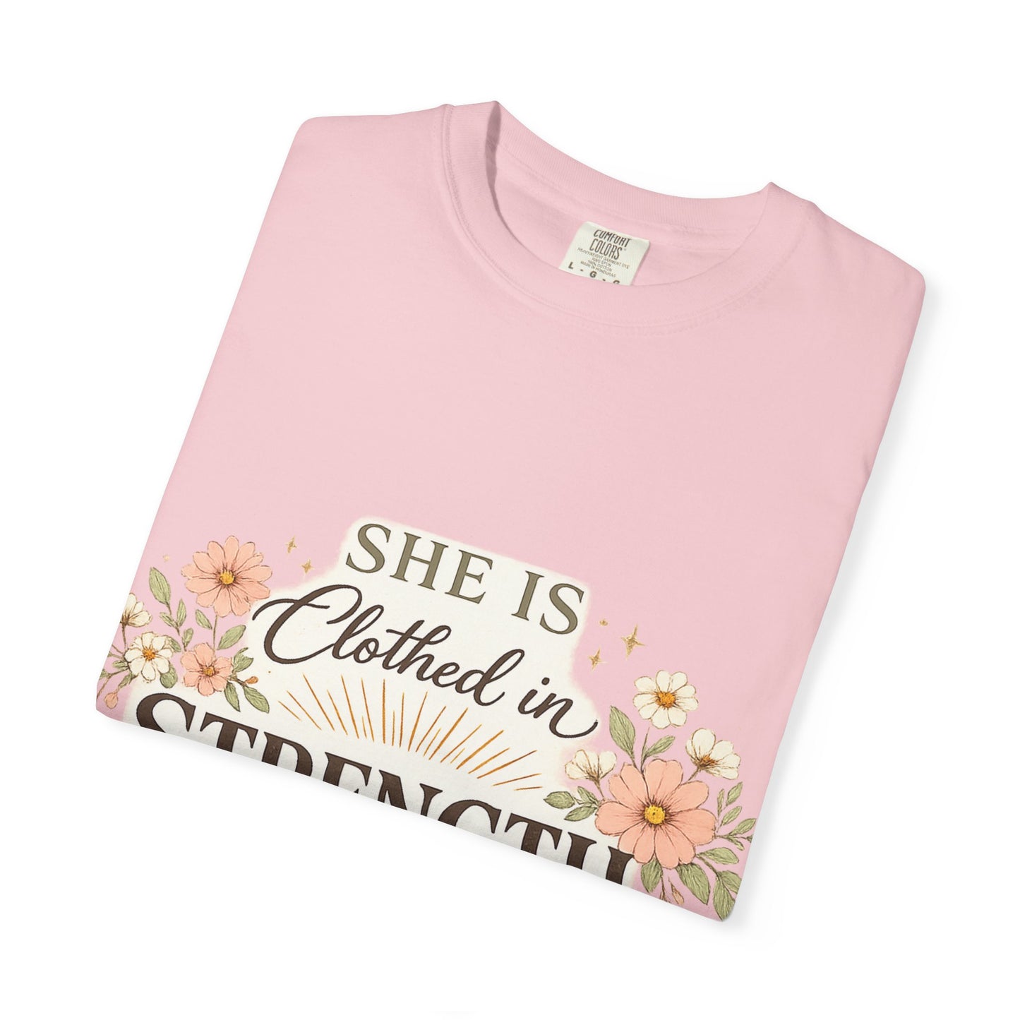Proverbs 31:25 'Clothed in Strength' Christian T-Shirt — Faith & Motherhood