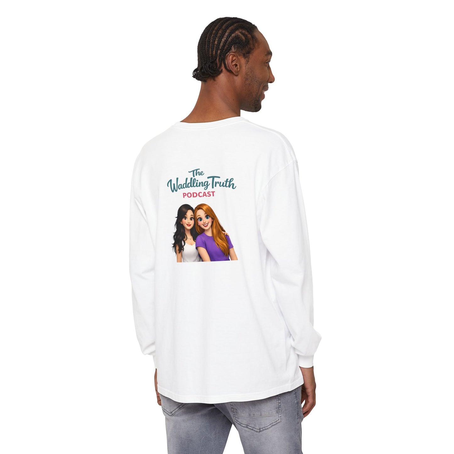 Long Sleeve Tee — "Running on Coffee & Tiny Prayers" Floral Podcast Shirt