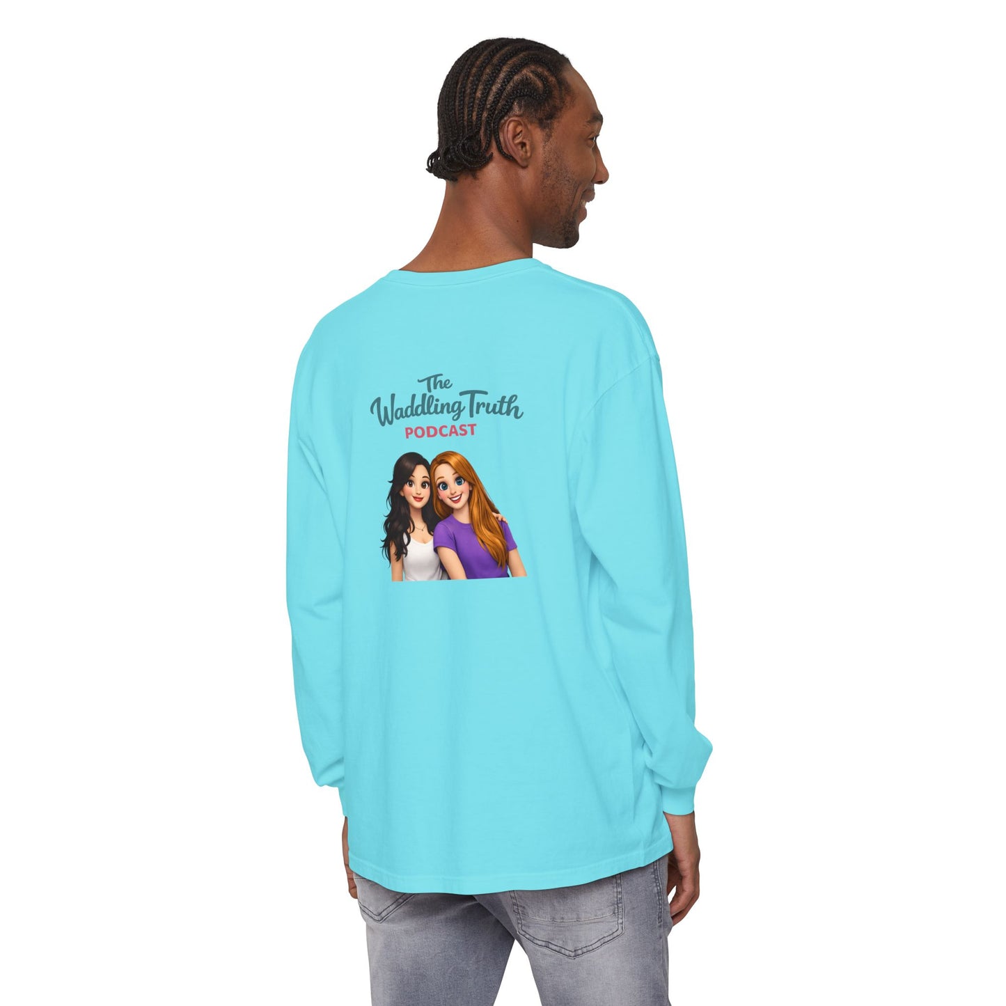 Long Sleeve Tee — "Running on Coffee & Tiny Prayers" Floral Podcast Shirt