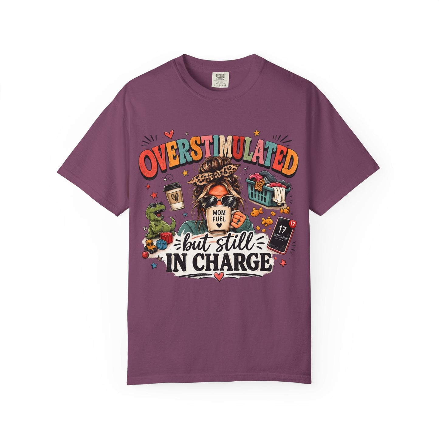 Overstimulated But Still In Charge V-Neck Tee Printify mockup 7