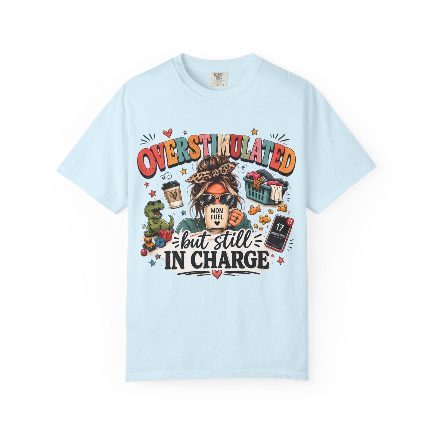 Overstimulated But Still In Charge V-Neck Tee Printify mockup 4