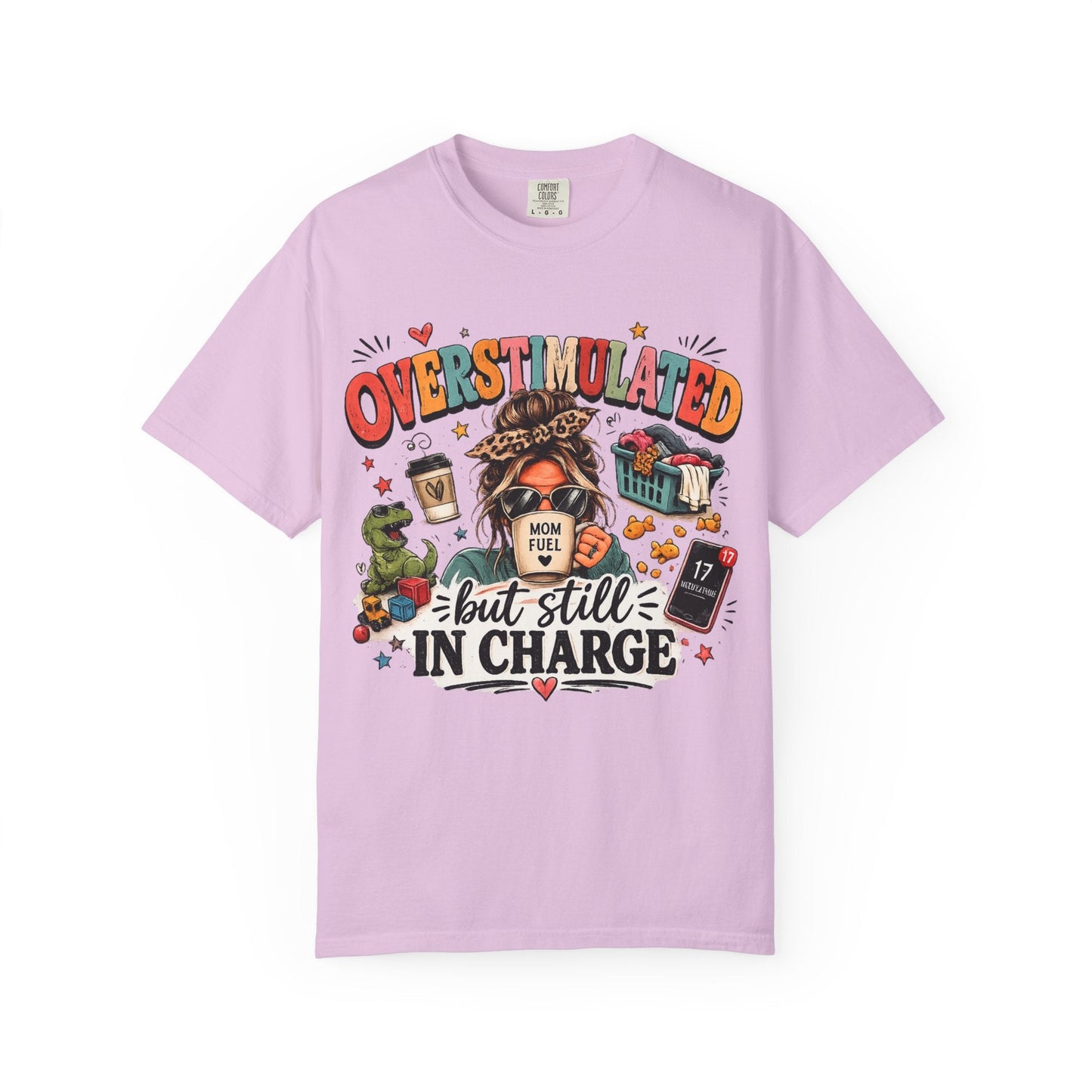 Overstimulated But Still In Charge V-Neck Tee Printify mockup 6