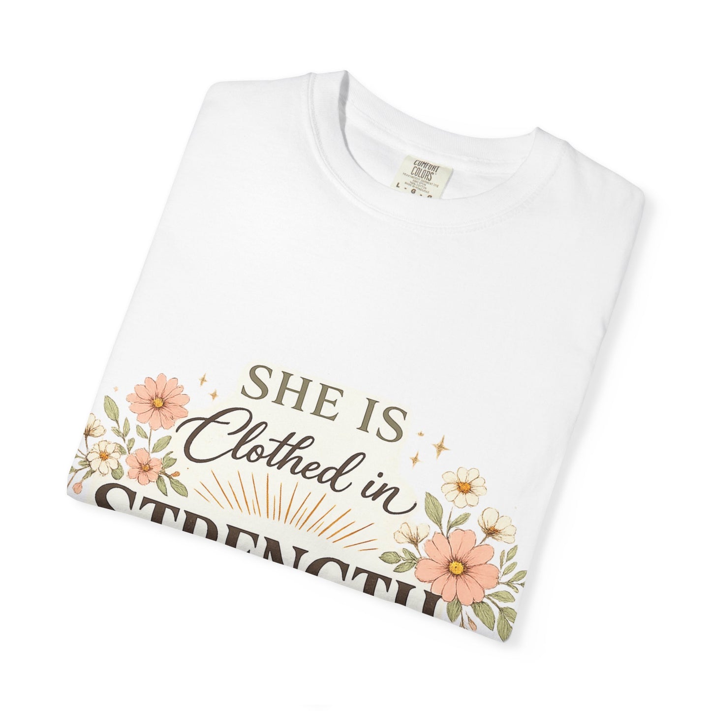 Proverbs 31:25 'Clothed in Strength' Christian T-Shirt — Faith & Motherhood