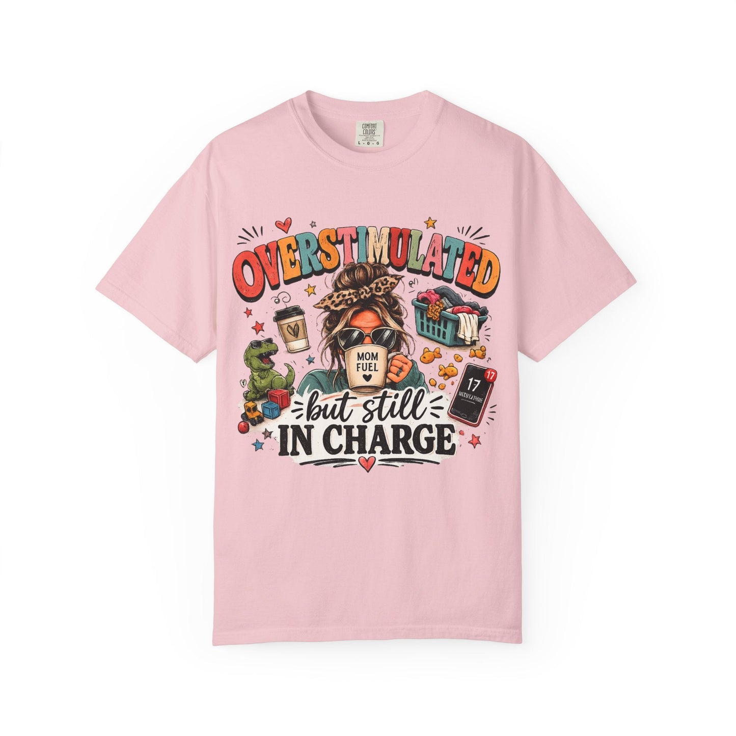 Overstimulated But Still In Charge V-Neck Tee Printify mockup 8