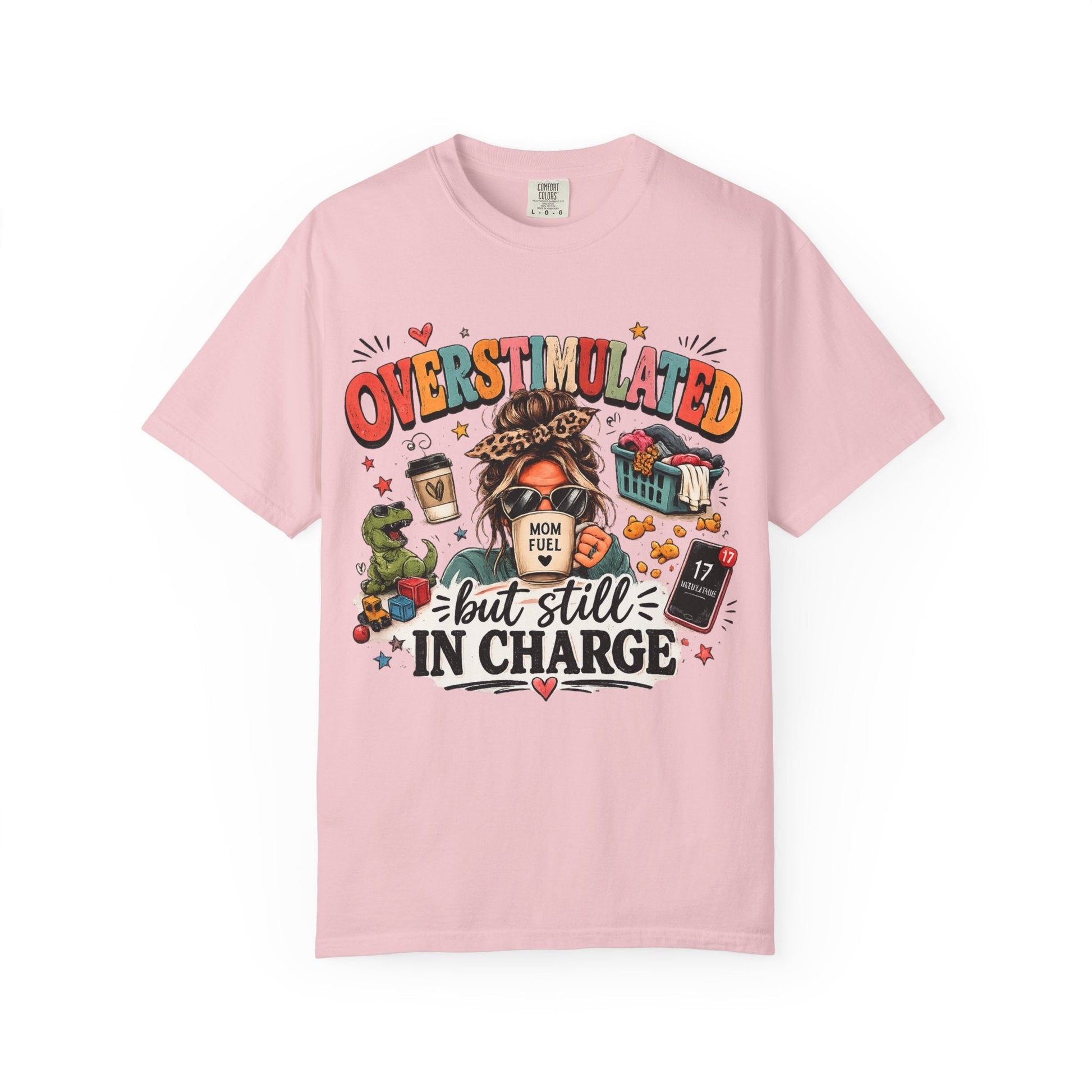 Overstimulated But Still In Charge V-Neck Tee Printify mockup 8