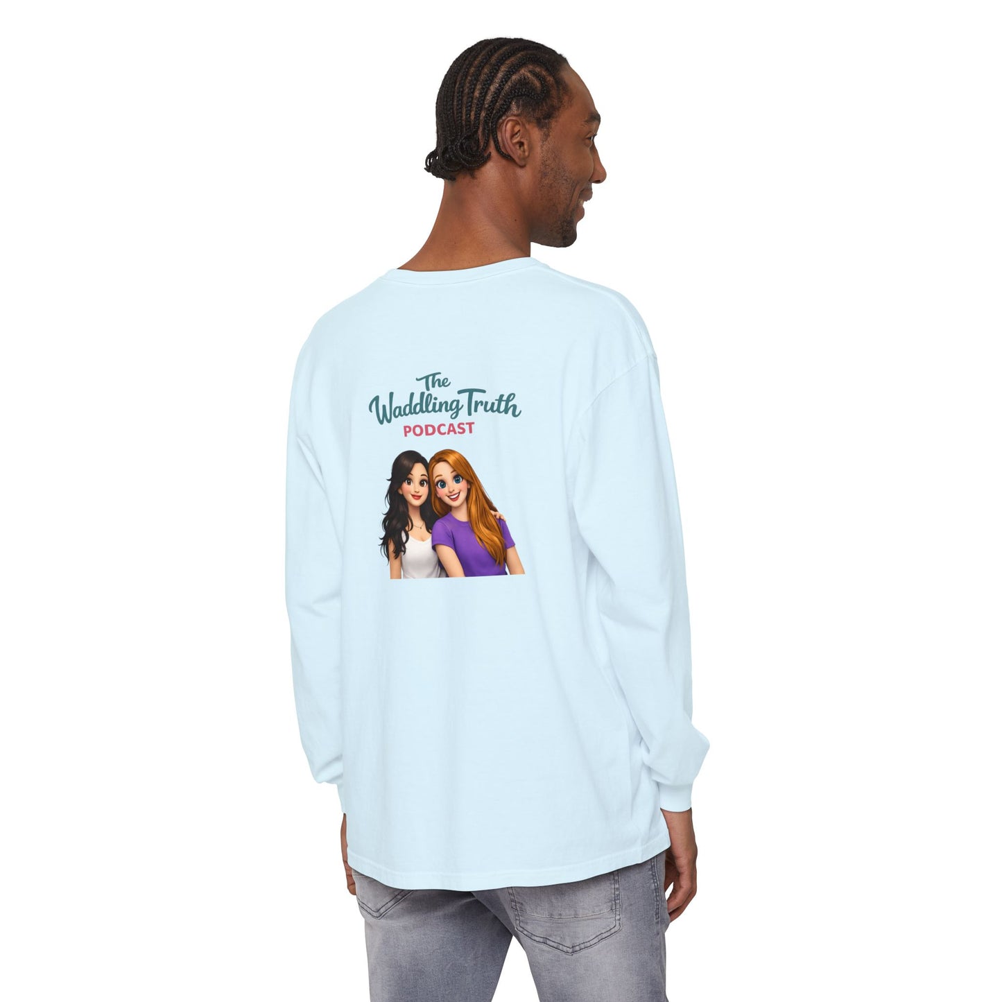 Long Sleeve Tee — "Running on Coffee & Tiny Prayers" Floral Podcast Shirt
