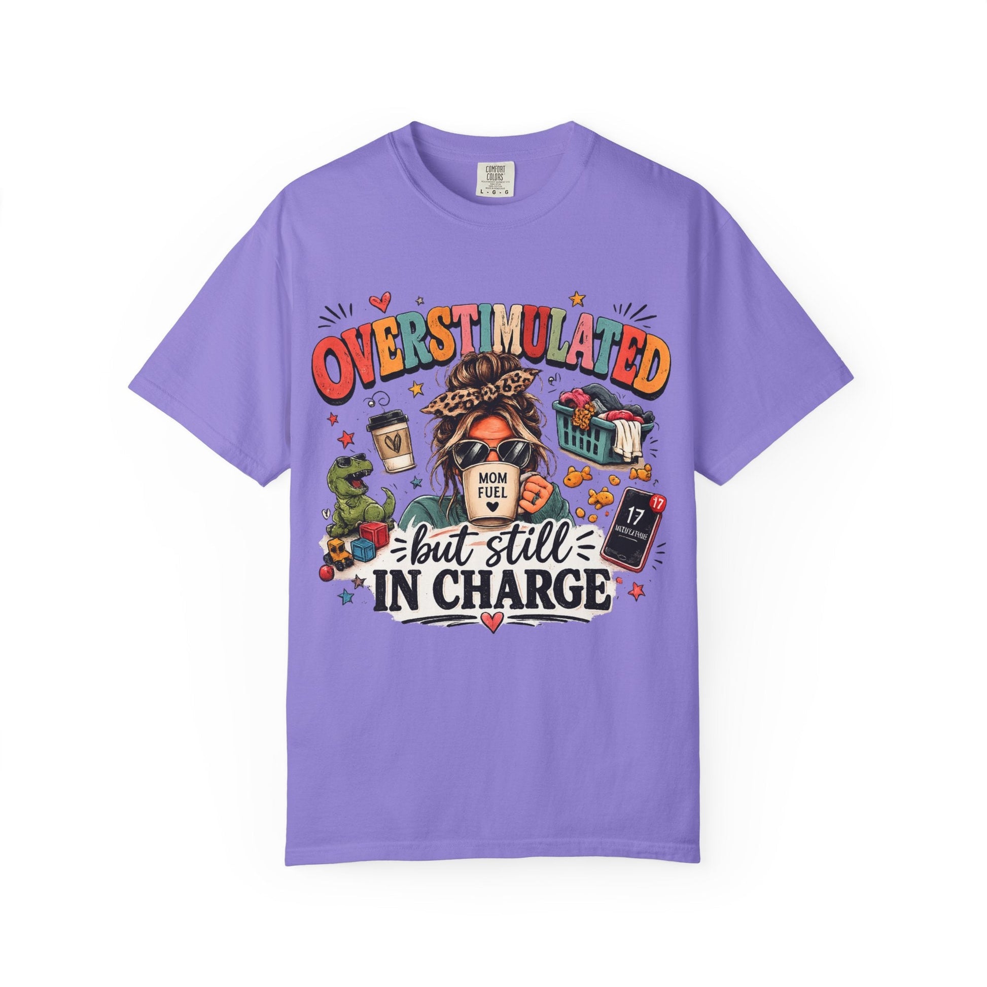 Overstimulated But Still In Charge V-Neck Tee Printify mockup 5