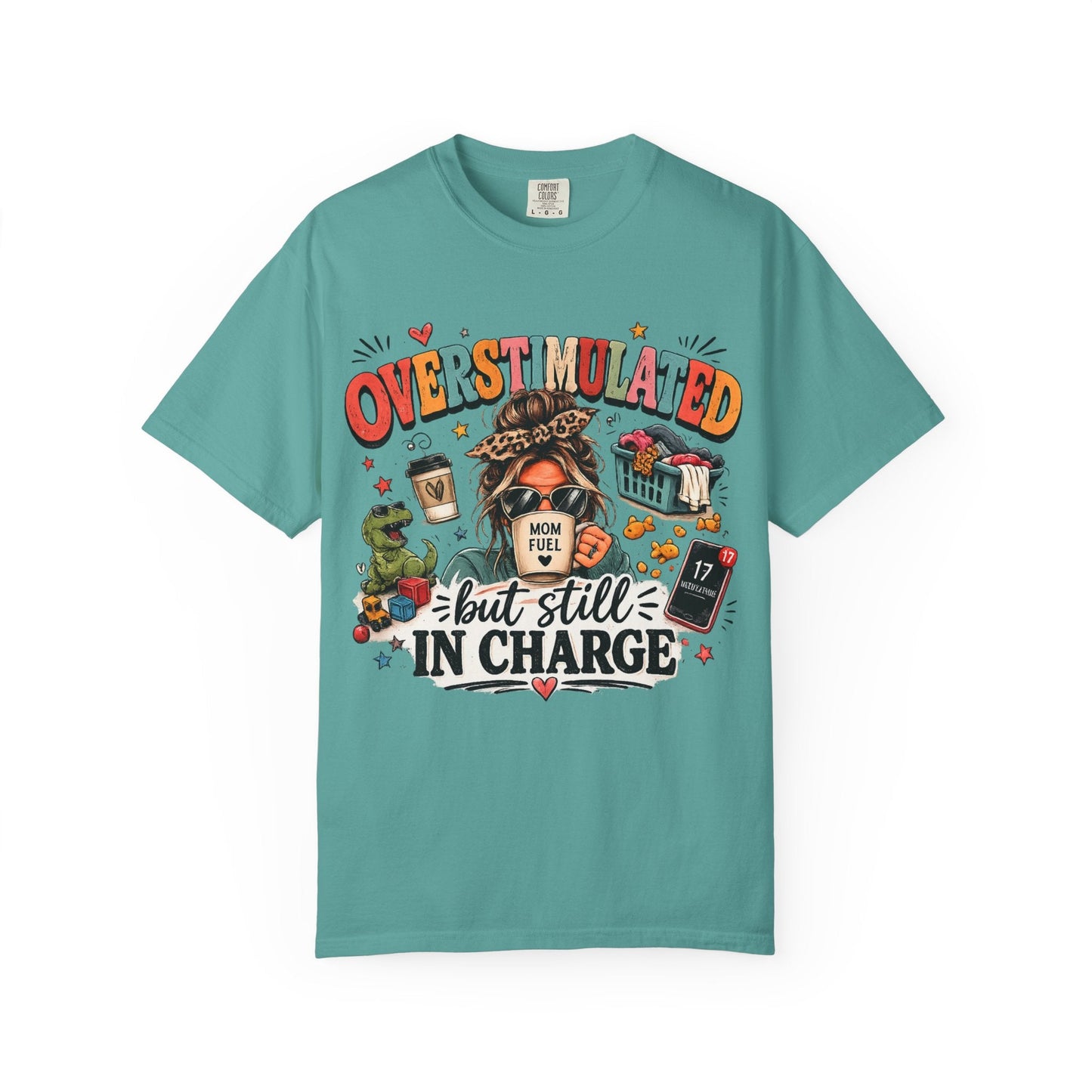 Overstimulated But Still In Charge V-Neck Tee Printify mockup 3
