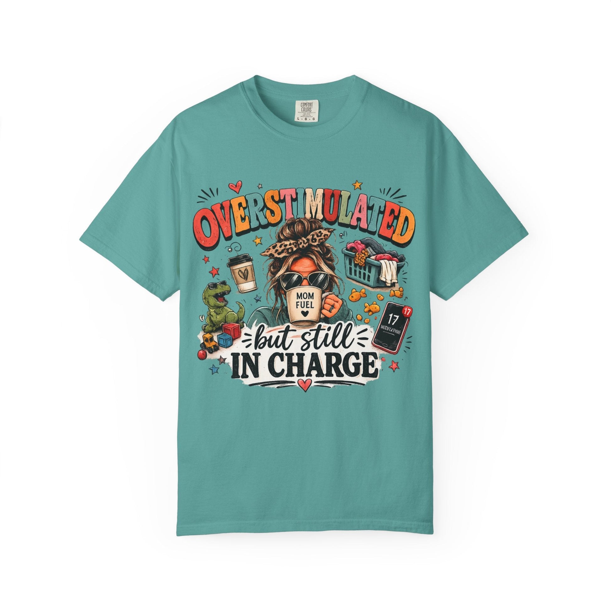 Overstimulated But Still In Charge V-Neck Tee Printify mockup 3