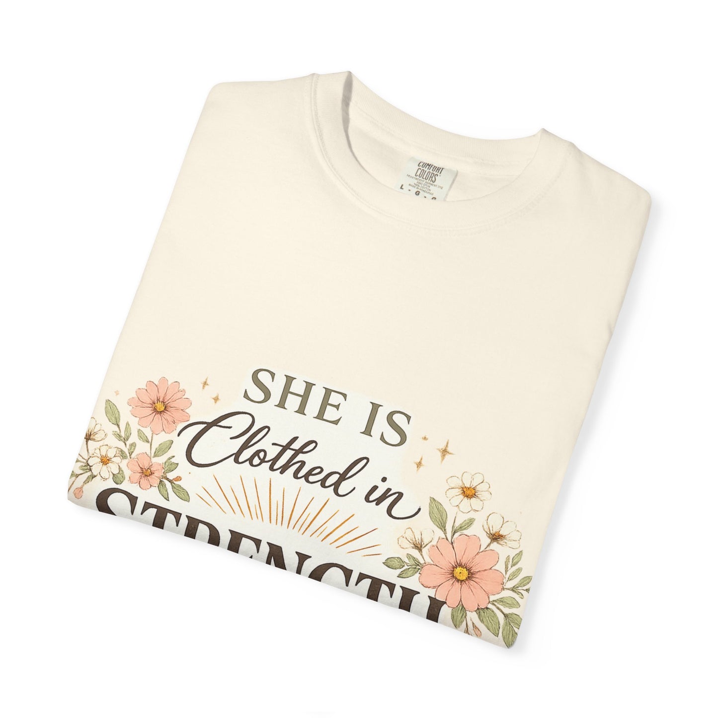 Proverbs 31:25 'Clothed in Strength' Christian T-Shirt — Faith & Motherhood