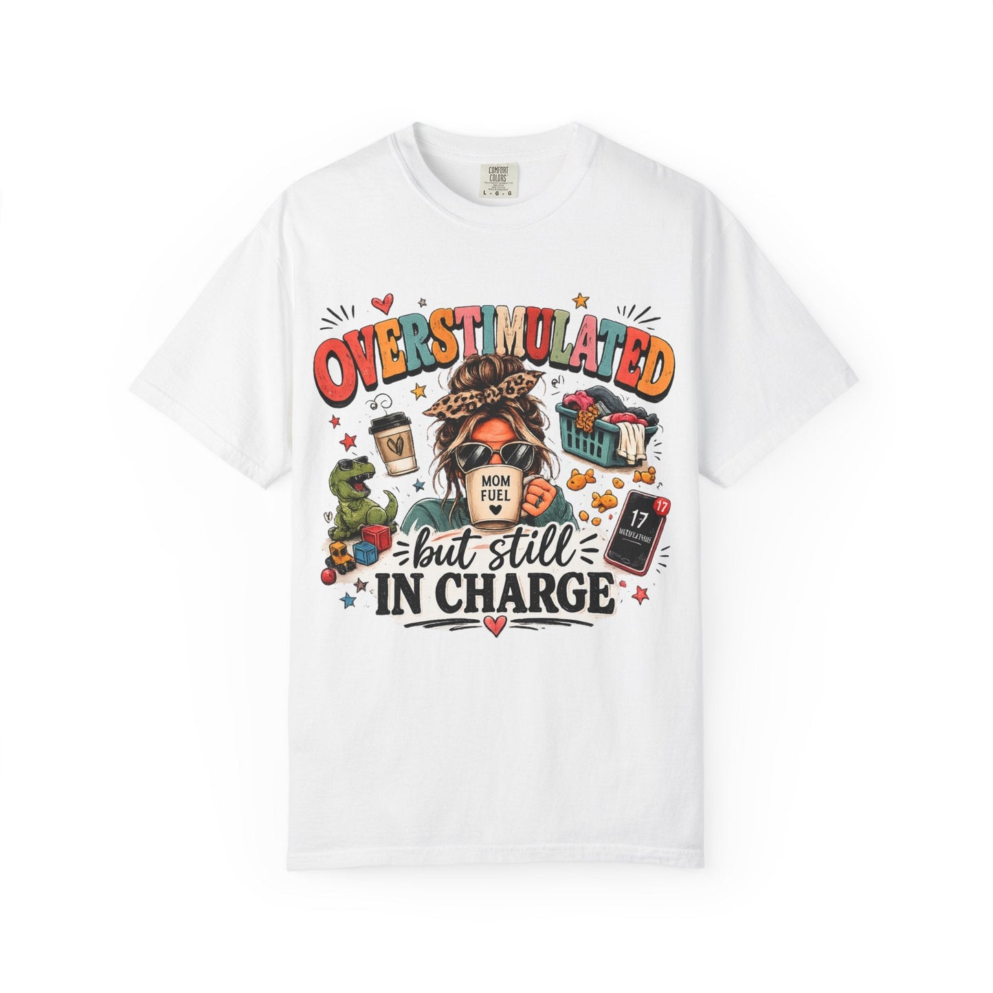 Overstimulated But Still In Charge V-Neck Tee Printify mockup 2