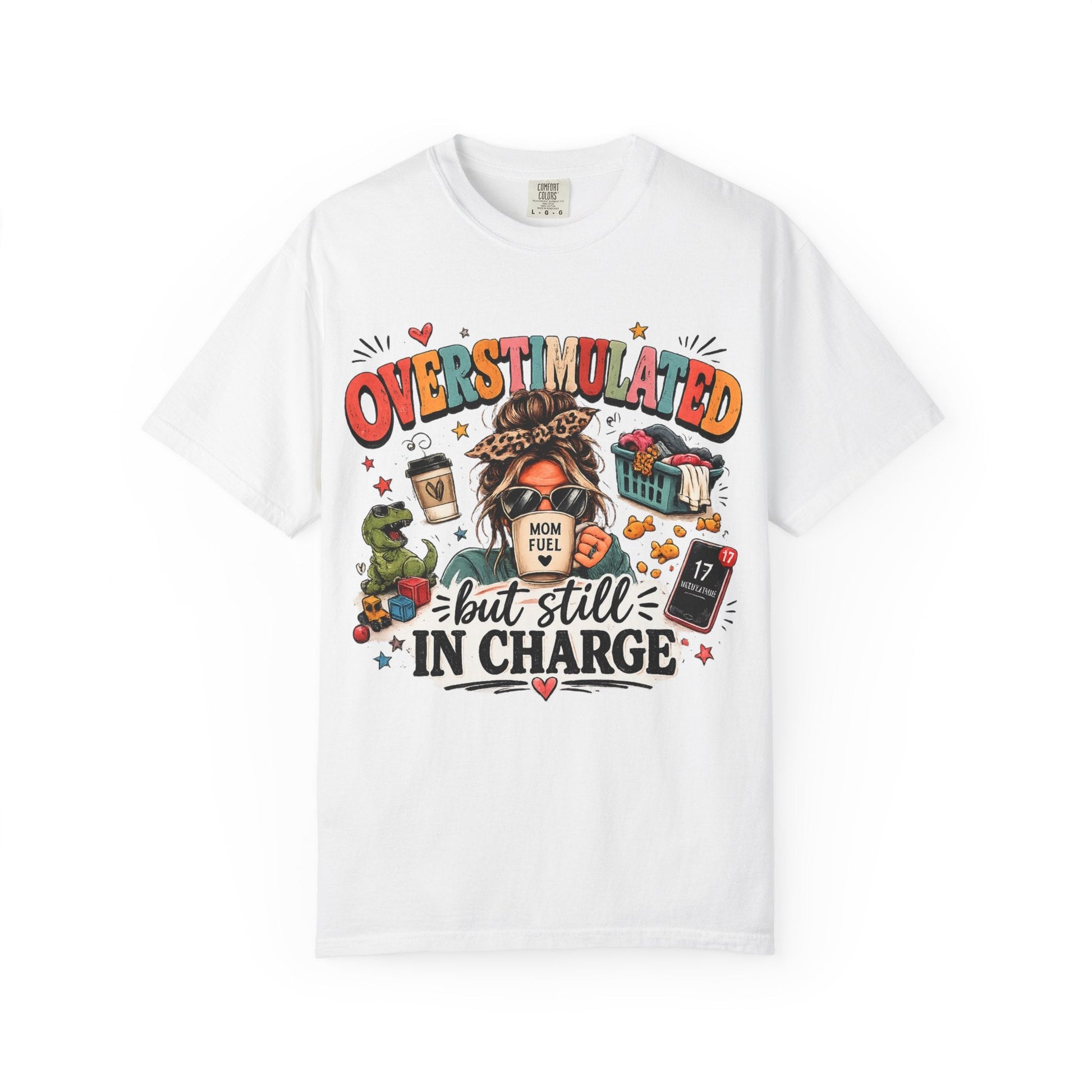 Overstimulated But Still In Charge V-Neck Tee Printify mockup 2