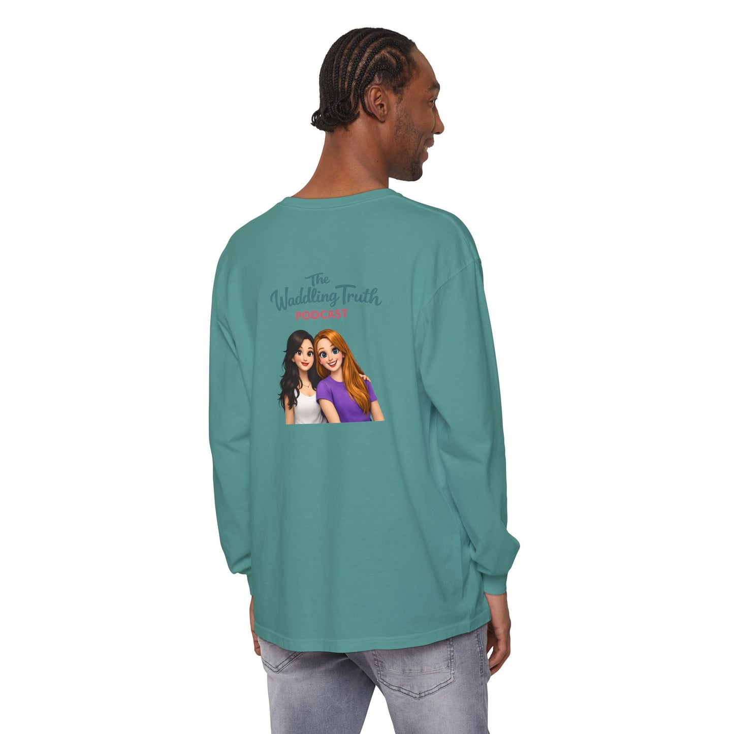 Long Sleeve Tee — "Running on Coffee & Tiny Prayers" Floral Podcast Shirt
