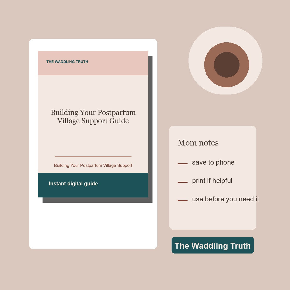 Building Your Postpartum Village Support Guide flatlay digital guide mockup