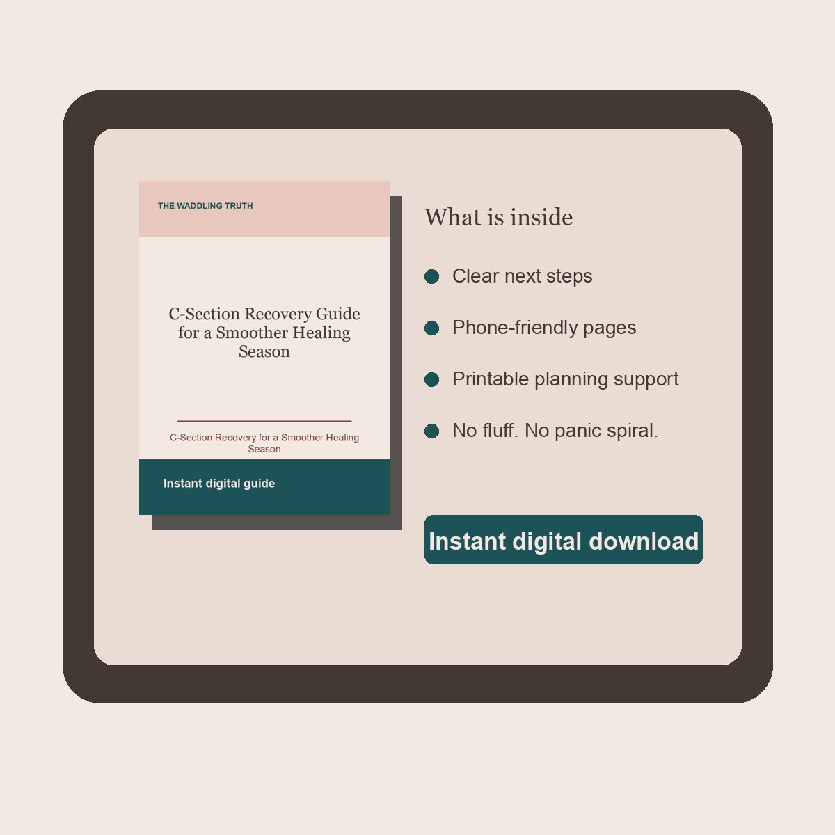 C-Section Recovery Guide for a Smoother Healing Season tablet digital guide mockup