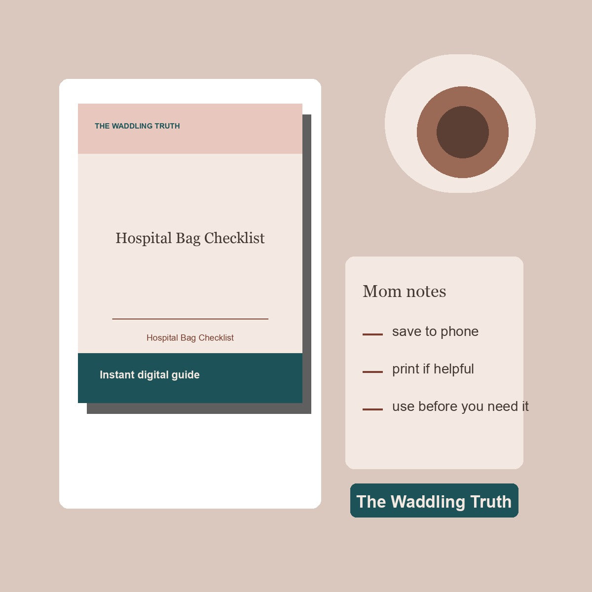 Complete Hospital Bag Checklist Every Mom Should Have Before Labor flatlay digital guide mockup
