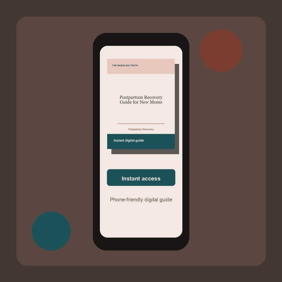 Complete Postpartum Recovery Guide for New Moms phone digital guide mockup