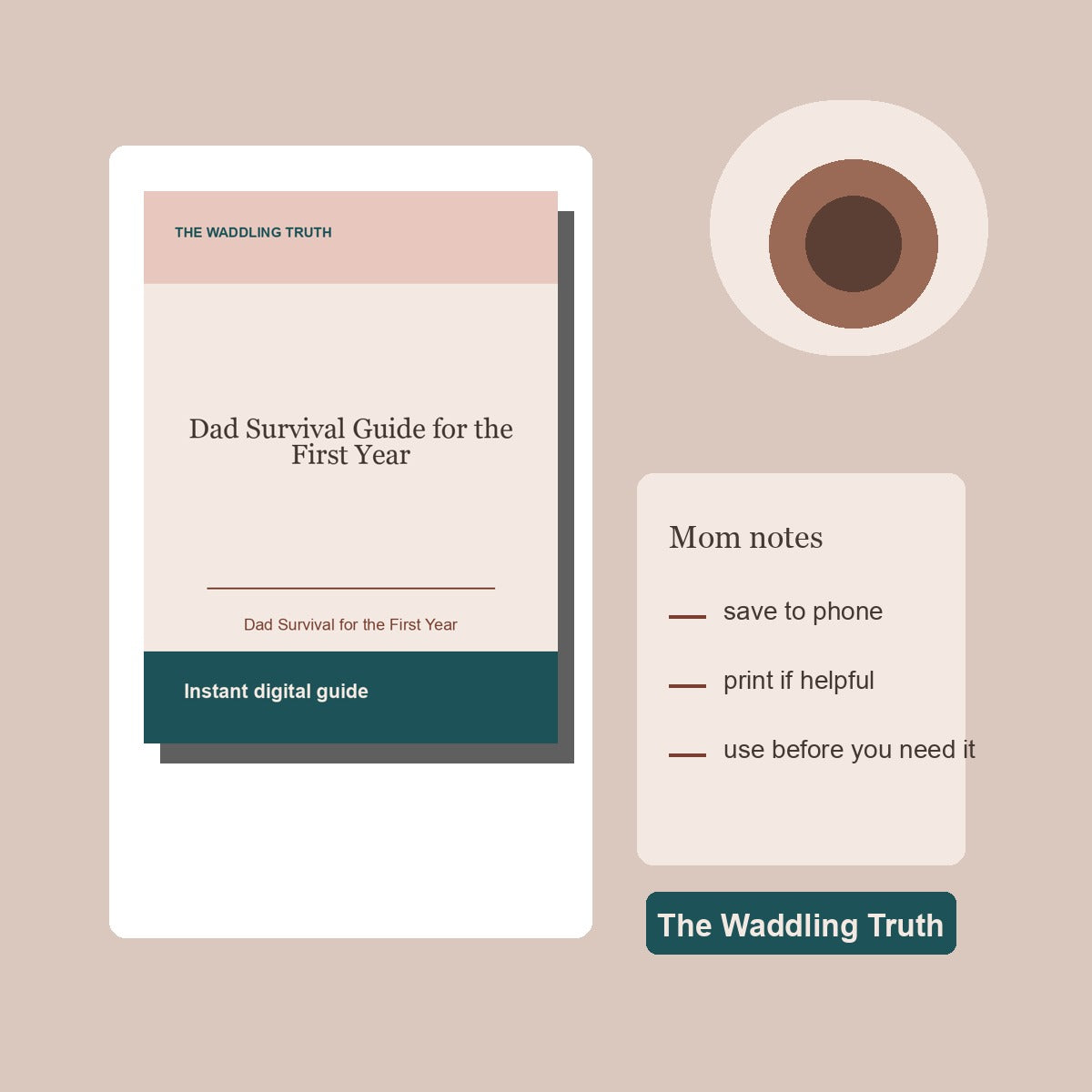 Dad Survival Guide for the First Year flatlay digital guide mockup